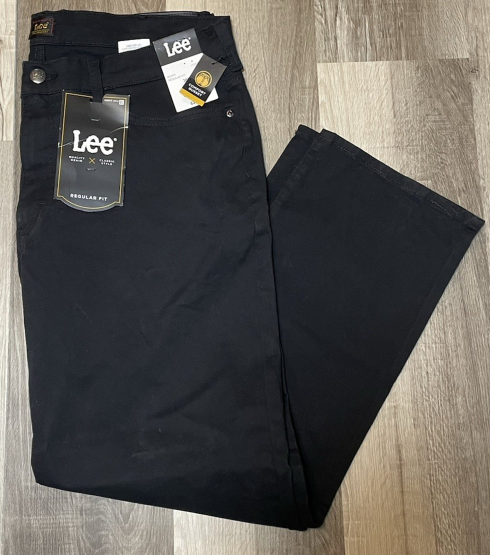 Men's Lee Black Regular Fit Denim Pants/Classic Style Size 38x30 NEW
